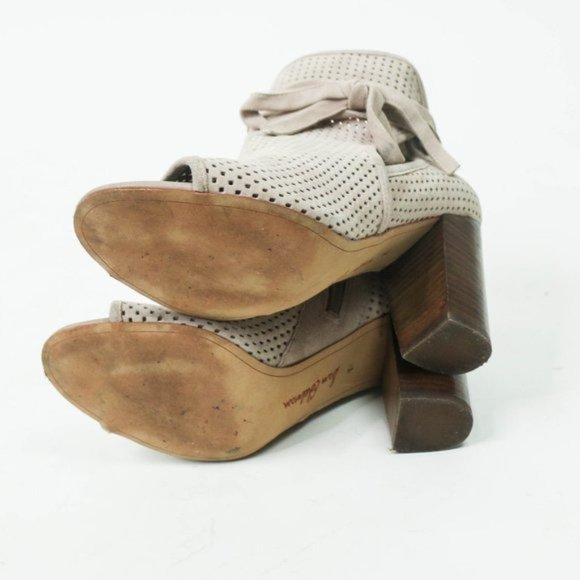 Sam Edelman Ellery Open-Toe Perforated Suede Booties Ankle Boots Shoes Heels - Picture 6 of 8